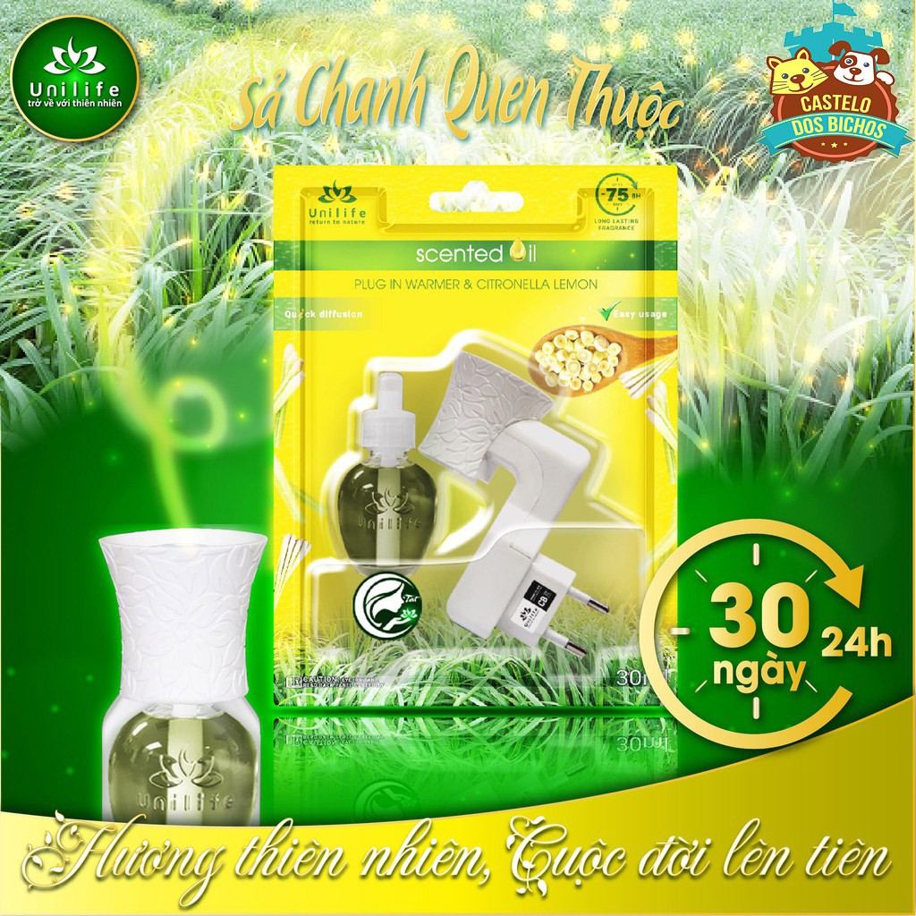 Máy khuếch tán tinh dầu Unilife [ TẶNG TINH DẦU HƯƠNG SẢ CHANH 30ml ] Chính hãng BH 12 Tháng - Khử mùi hôi chó mèo