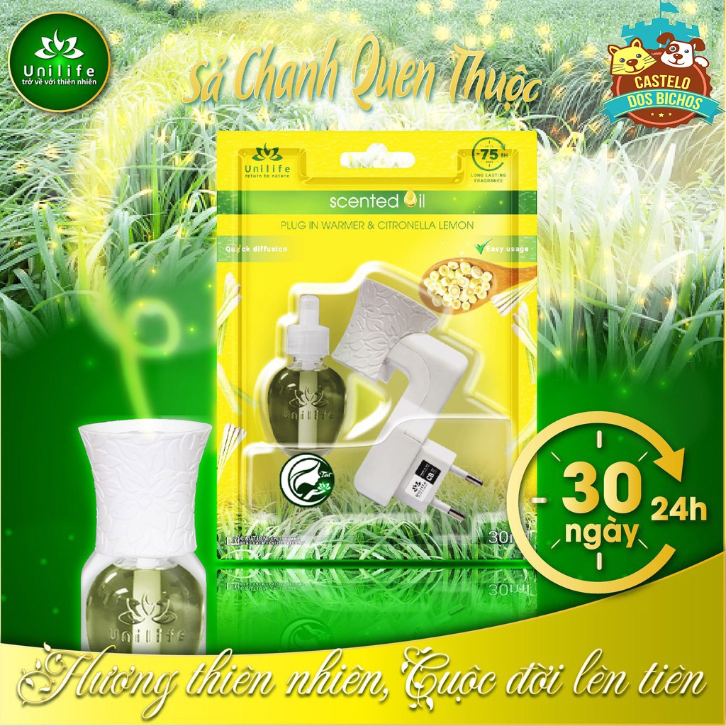 Máy khuếch tán tinh dầu Unilife [ TẶNG TINH DẦU HƯƠNG SẢ CHANH 30ml ] Chính hãng BH 12 Tháng - Khử mùi hôi chó mèo