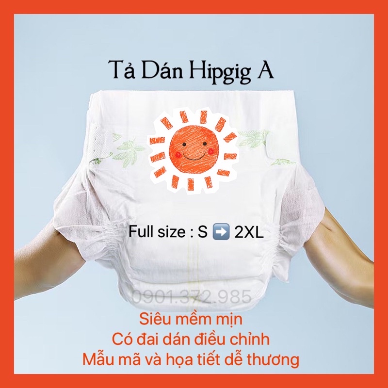 (TPHCM) combo 100 miếng tả dán size S M L XL Hipgig xuất nhật siêu thấm hút cho bé