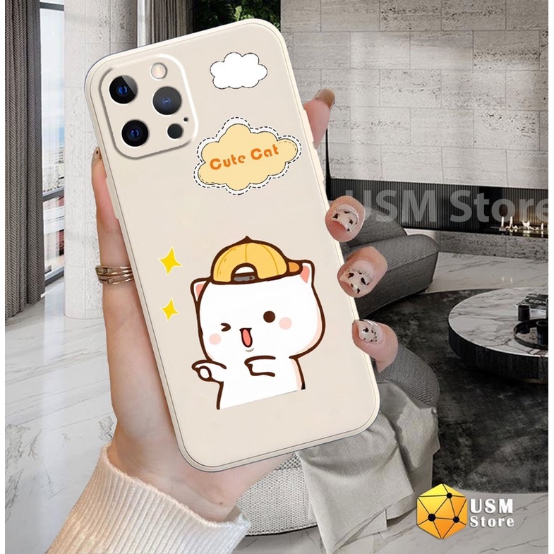 Ốp lưng iphone 11/11 Pro/11 Promax/12/12 Mini/12 Pro/12 Promax/13/13 Promax có viền bảo vệ camera, hình  mèo dễ thương
