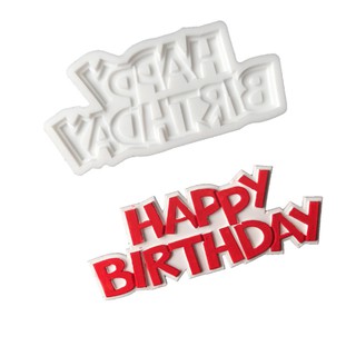 Khuôn Chữ Happy Birthday Đứng Hoa - KHUÔN SILICON HOA NỔI 4D