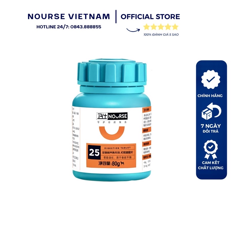 Men tiêu hoá giúp điều hoà hệ tiêu hoá và kích thích ăn uống cho chó Nourse 25 (160v)