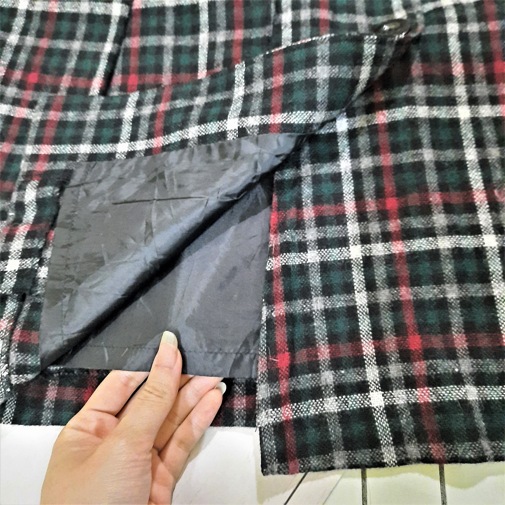 Chân váy dạ xếp ly kẻ ngang hiệu doux et elle - Thanh lý cá nhân chân váy dạ đen thiết kế cài cúc Nhật - Kẻ1-CVD
