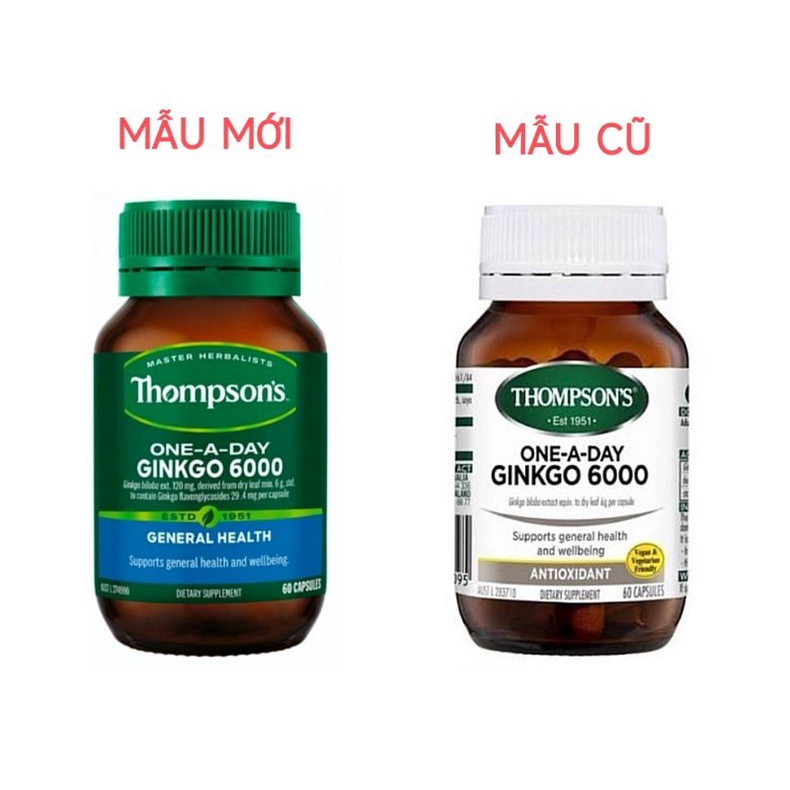Bổ não Thompson's Ginkgo 6000mg 60 viên Úc.Cải thiện trí nhớ,giảm stress,căng thẳng,mệt mỏi,mất ngủ