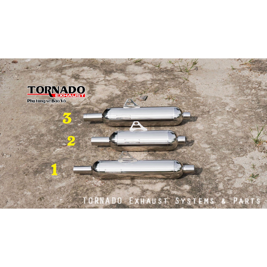 Pô cổ chai TORNADO INOX304 cho các dòng xe classic yb125, gd110, husky125, gn125,.... và hầu hết tất cả các dòng xe khác