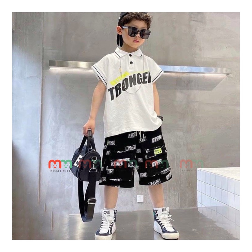 Áo thun polo bé trai thun cotton cao cấp mềm mịn mát co dãn cho bé 8kg đến 52kg