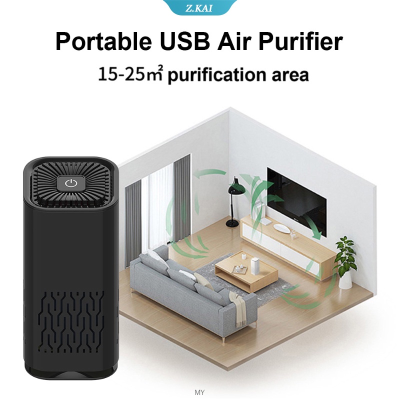 Máy Lọc Không Khí Mini Di Động Cho Xe Hơi/Phòng Ngủ K2 Với Bộ Lọc HEPA khử mùi hôi, diệt vi khuẩn bằng ion âm