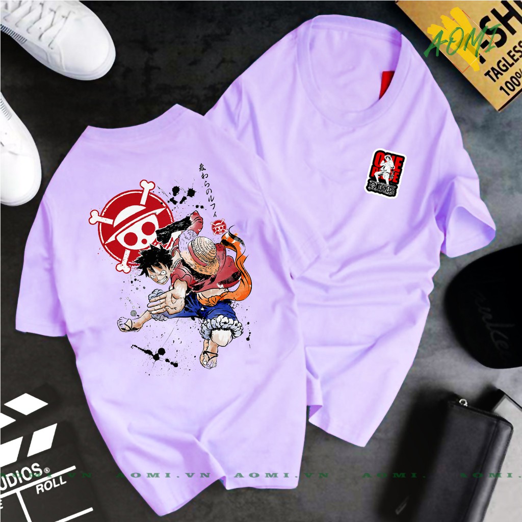ÁO THUN ĐẢO HẢI TẮC ONE PIECE UNISEX AOMI LUFFY LOGO LUFFY PUCH TAY NGẮN TAY LỠ NAM NỮ CHẤT LƯỢNG CAO