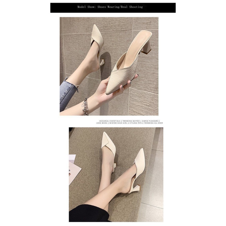 Dép Cao Gót Bít Mũi Đế Dày Thời Trang Mùa Xuân 2022