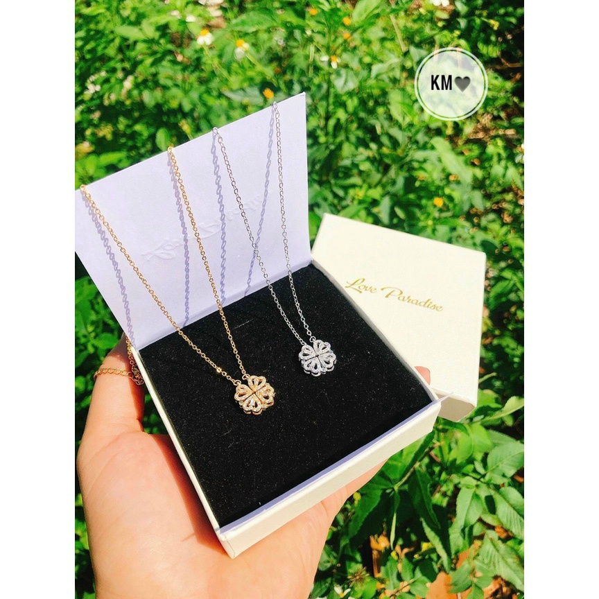 ┋♂Dây chuyền Cỏ 4 lá thiết kế 2 kiểu đeo cực chất, mẫu mới đẹp xuất sắc, titan sáng bền màu tuyệt đối không han gỉ