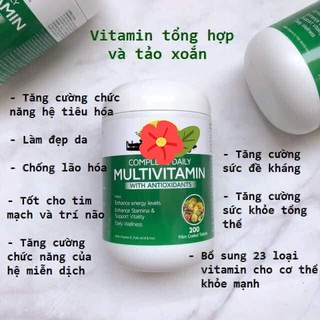 Viên Uống Đẹp Da Bổ Sung Vitamin Tổng Hợp Từ Rau Củ Quả Và Tảo Biển Nature’s Way 200 Viên