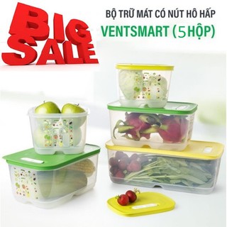Bộ hộp Trữ mát có nút hô hấp Ventsmart set 5 Tupperware
