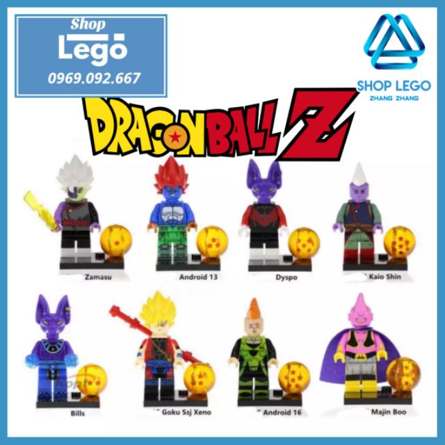 Xếp hình 7 viên ngọc rồng Dragon Ball Zamasu Android 13 Dyspo Kaio Shin Bills Majin Boo Lego Minifigures Kopf KF6036