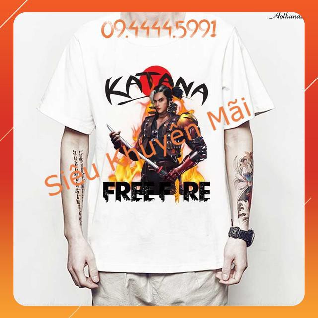 Áo thun in hình Free Fire Hayato cầm Katana Kiếm Nhật - Mẫu mới F2264 Cao Cấp , Áo Thần Tượng K POP, In Theo Yêu Cầu