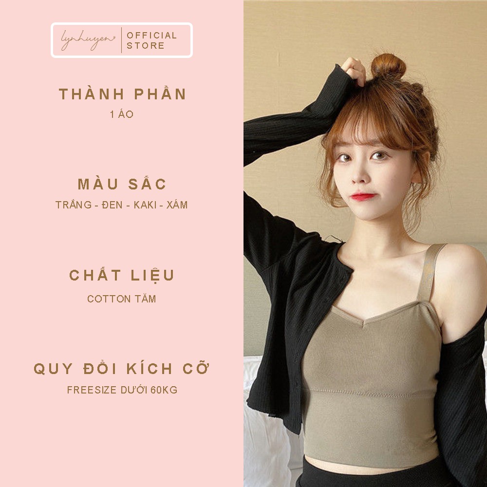 Áo 2 Dây Nữ Có Mút Ngực Bản To Croptop Chất Thun Lynhuyen - 4 Màu - A019
