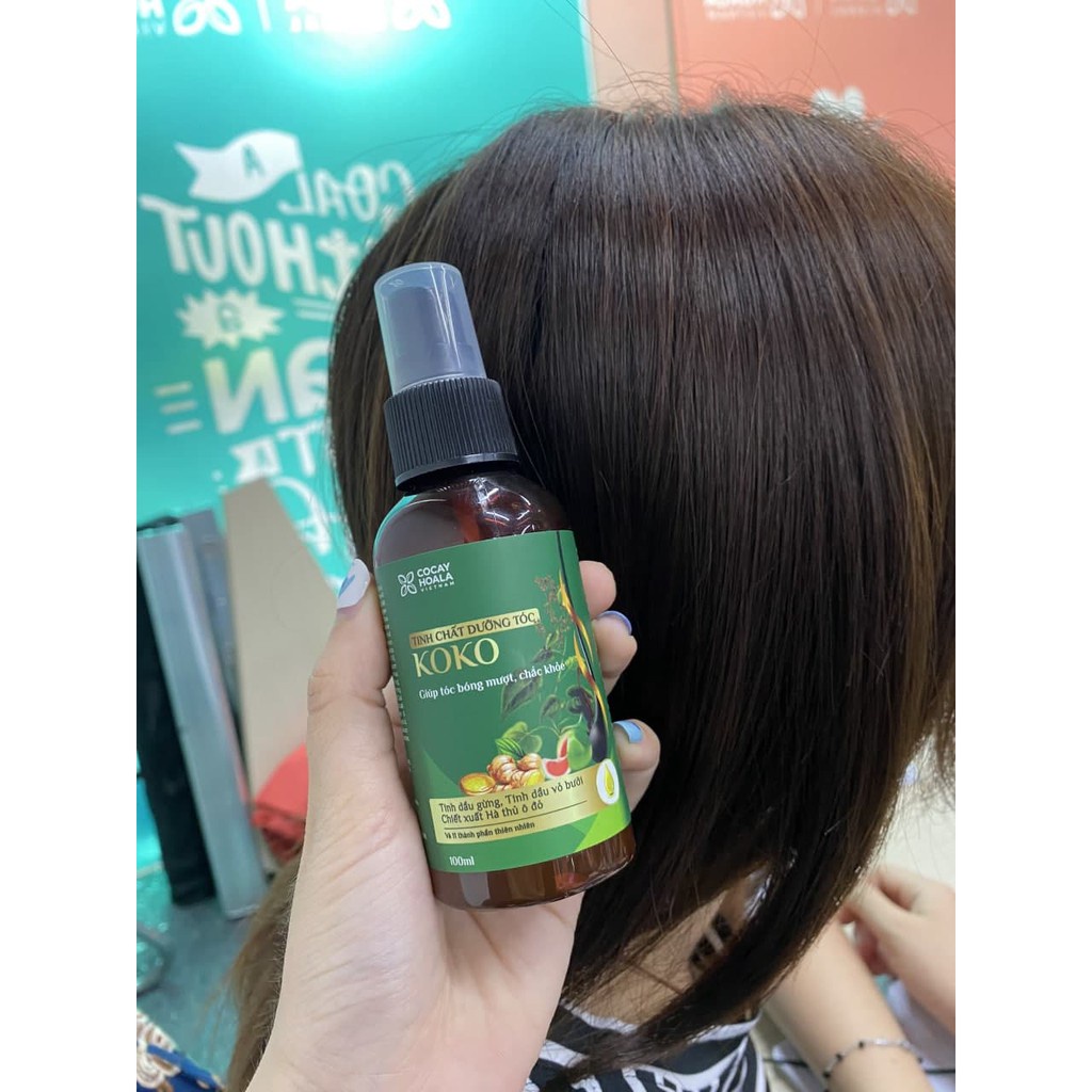 Xịt dưỡng tóc tinh dầu hà thủ ô bưởi gừng tươi phục hồi hư tổn ngăn rụng kích thích mọc tóc cỏ cây hoa lá KoKo  100ml