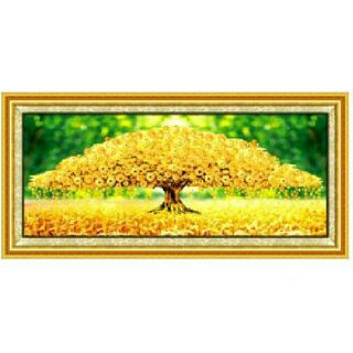 Tranh đính đá CÂY TIỀN VÀNG  (DF2243)KÍCH THƯỚC 150×65cm chưa đính.