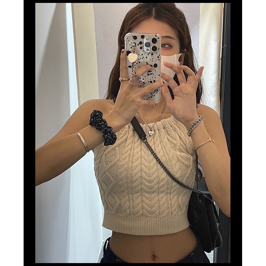 Áo không tay dệt kim phối dây thời trang cho phái nữ | BigBuy360 - bigbuy360.vn