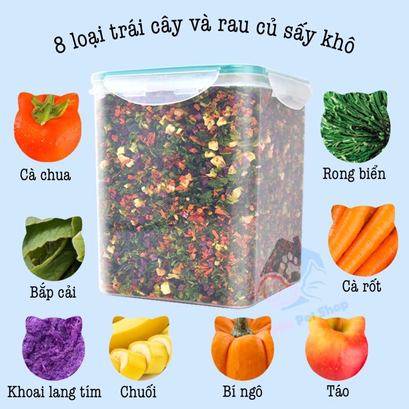 [ 1kg hãng ] Trái Cây Và Rau Củ Sấy Loại Cho Chó Mèo