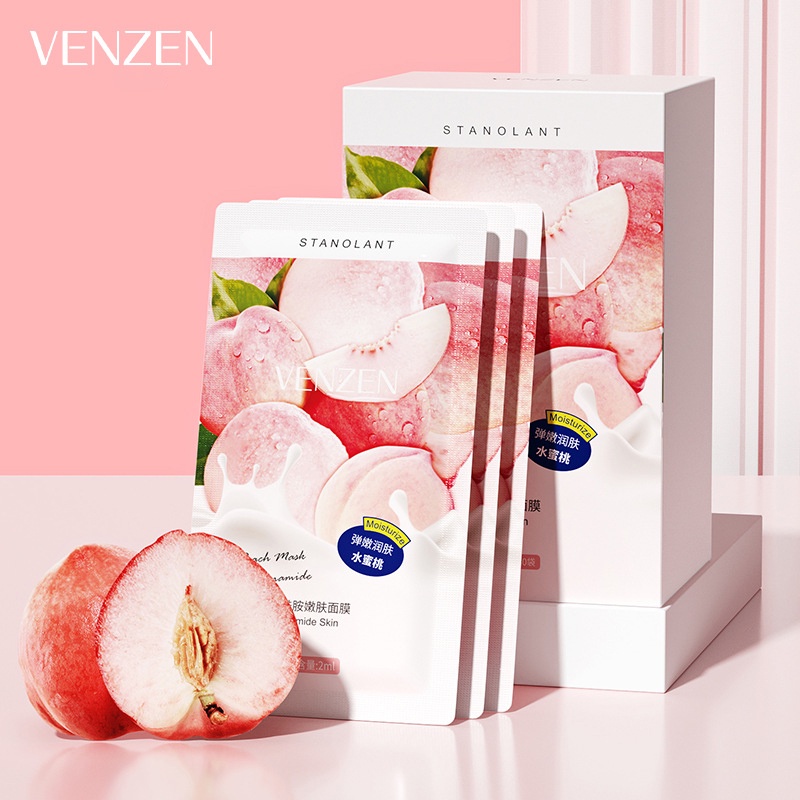 Mặt nạ ngủ dưỡng ẩm  VENZEN chiết xuất quả đào protein se khít lỗ chân lông không cần rửa FEYBEAUTY A54