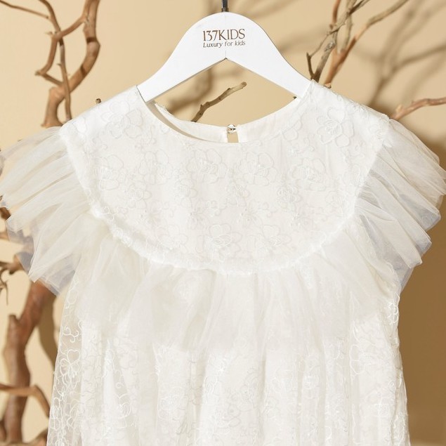 Váy công chúa ren trắng babydoll 137KIDS thiết kế lót lụa thoáng mát thấm hút mồ hôi cho bé gái