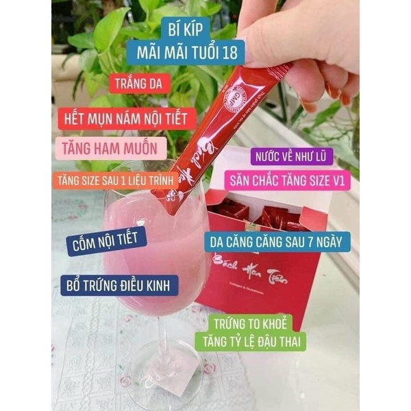 [5 gói dùng thử ] Bách Hoa tiên,Cốm uống Bách Hoa Tiên Las Beauty làm đẹp da, bổ sung nội tiết tố