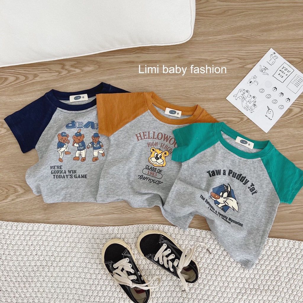 LIMI - Áo Thun Hoạt Hình Phối Màu Tay Cho Bé Trai