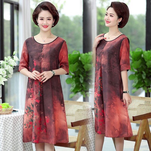 Đầm voan nữ trung niên cao cấp kiểu dáng sang trọng NP944