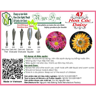 Dụng cụ làm thạch rau câu 3D Ngọc Huệ (bộ 5 kim số 47 - hoa cúc)