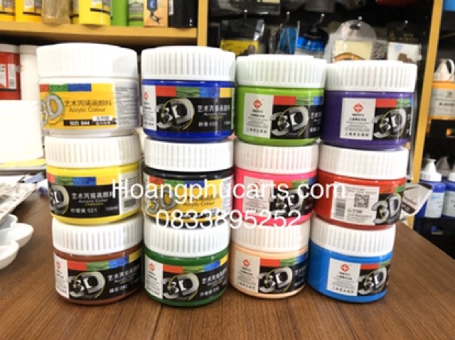 Combo 1 hộp acrylic 1200ml+ 3 hộp acrylic 500ml+ 1 hộp acrylic 300ml + 10 hộp 100ml + 1 bộ bút cán xanh+ Dung môi 100ml