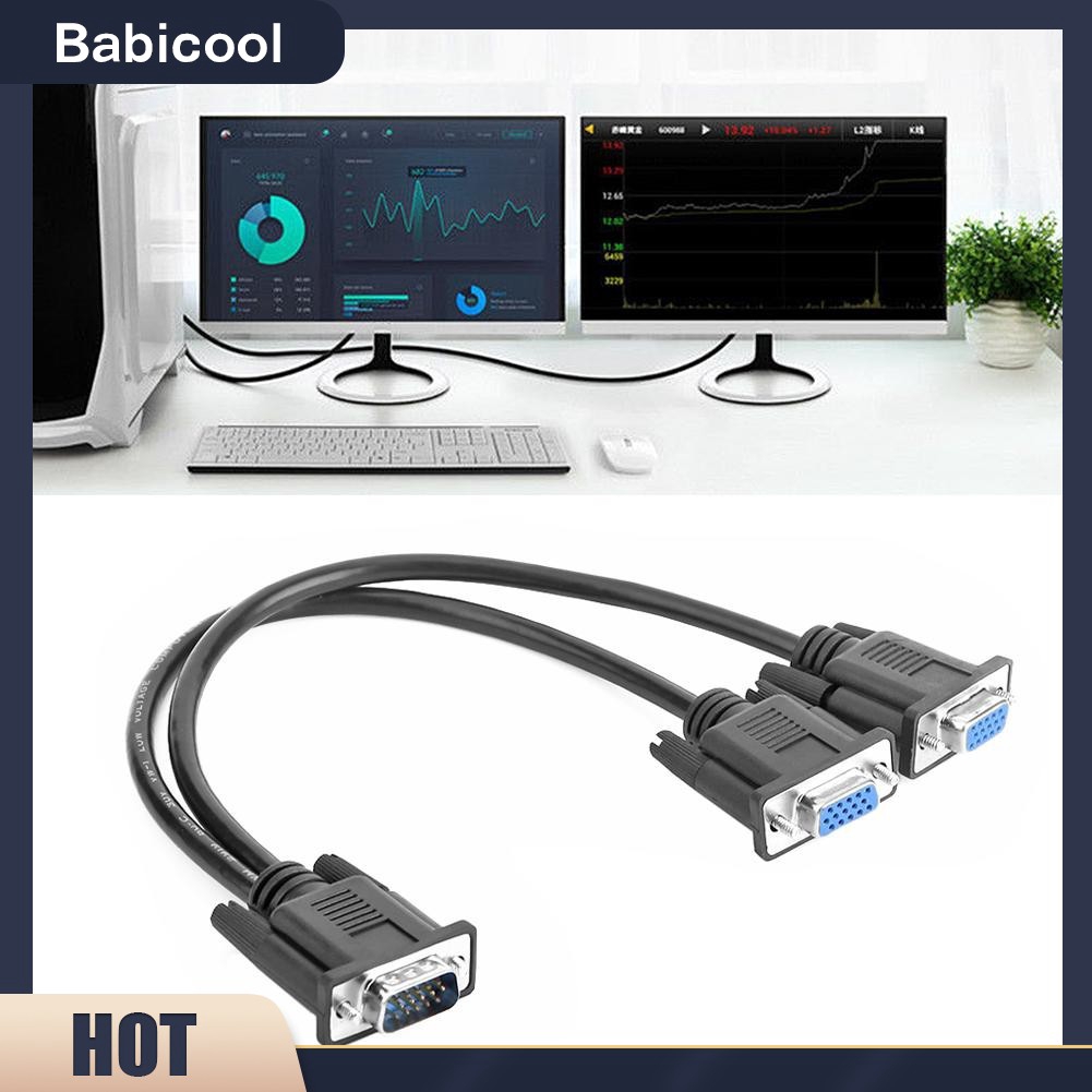 [B-cool]Cáp VGA Splitter 1 Máy tính sang màn hình kép 2 Dây nối từ nam sang nữ