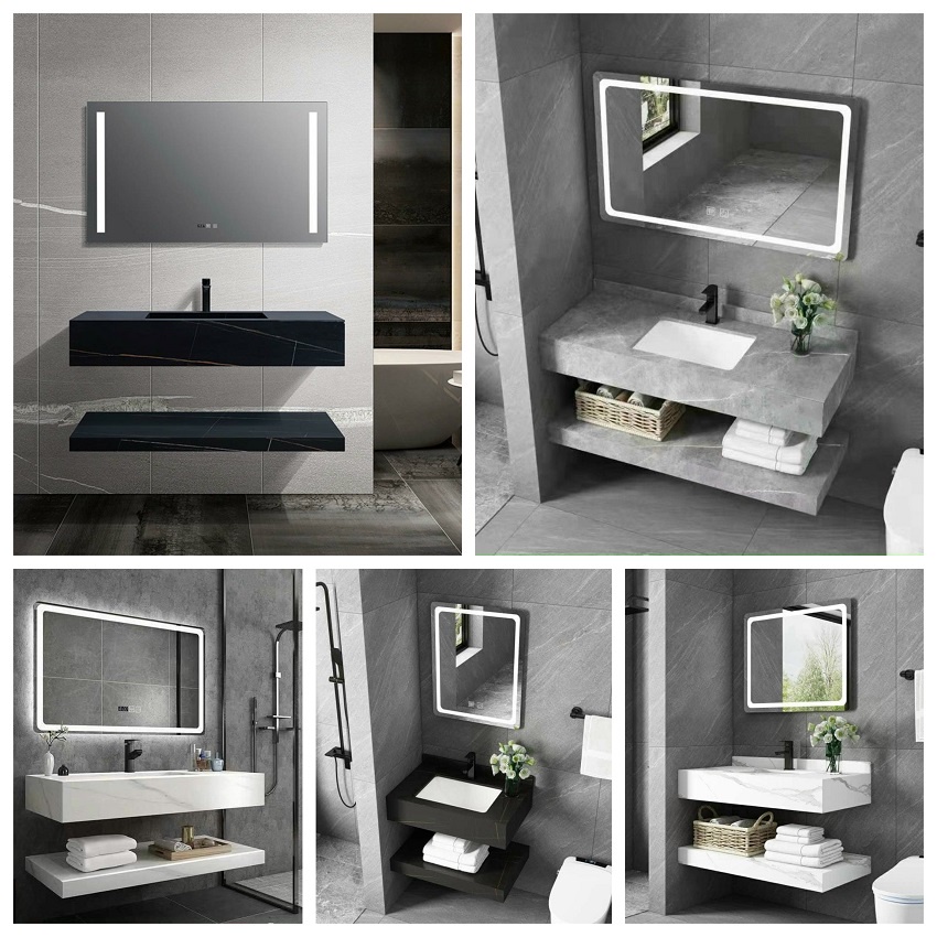 Bộ tủ đá lavabo cao cấp, chất liệu đá chống trầy xước, nhiều màu sắc trắng, đen, xám cùng các kích thước từ 1m trở xuống