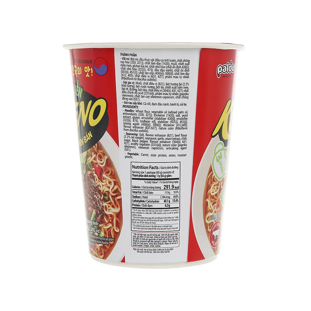 Thùng 24 ly Mì Koreno vị bò cay