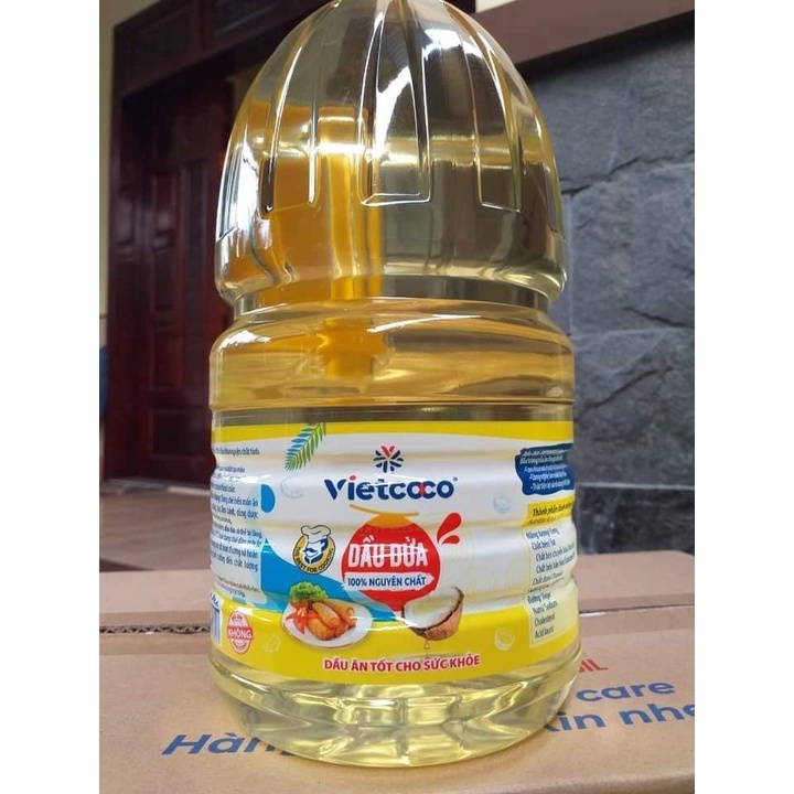 Dầu dừa nguyên chất tinh luyện hãng Vietcoco dùng để chiên rán nấu ăn dầu ăn tốt cho sức khỏe 2 lít