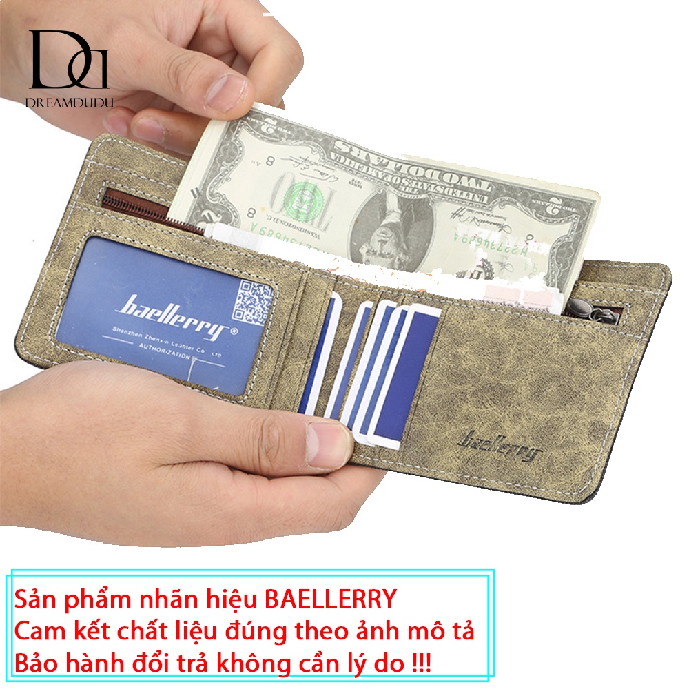 Ví vải canvas BAELLRY Hàn Quốc phong cách tối giản,Bóp nam Qùa tặng cá nhân