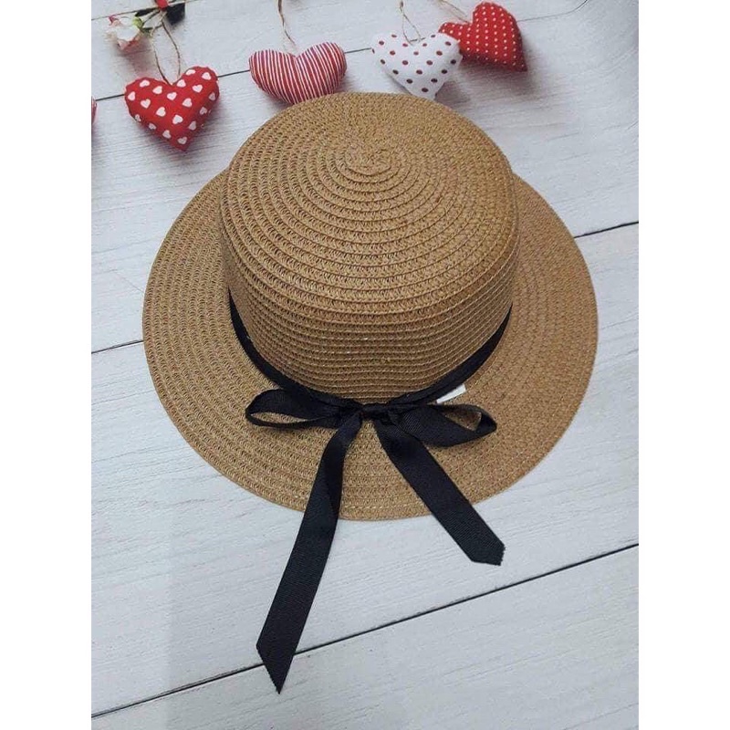 Mũ ,nón cói đi biển vành nhỏ thắt nơ dễ thương hàng chuẩn đẹp