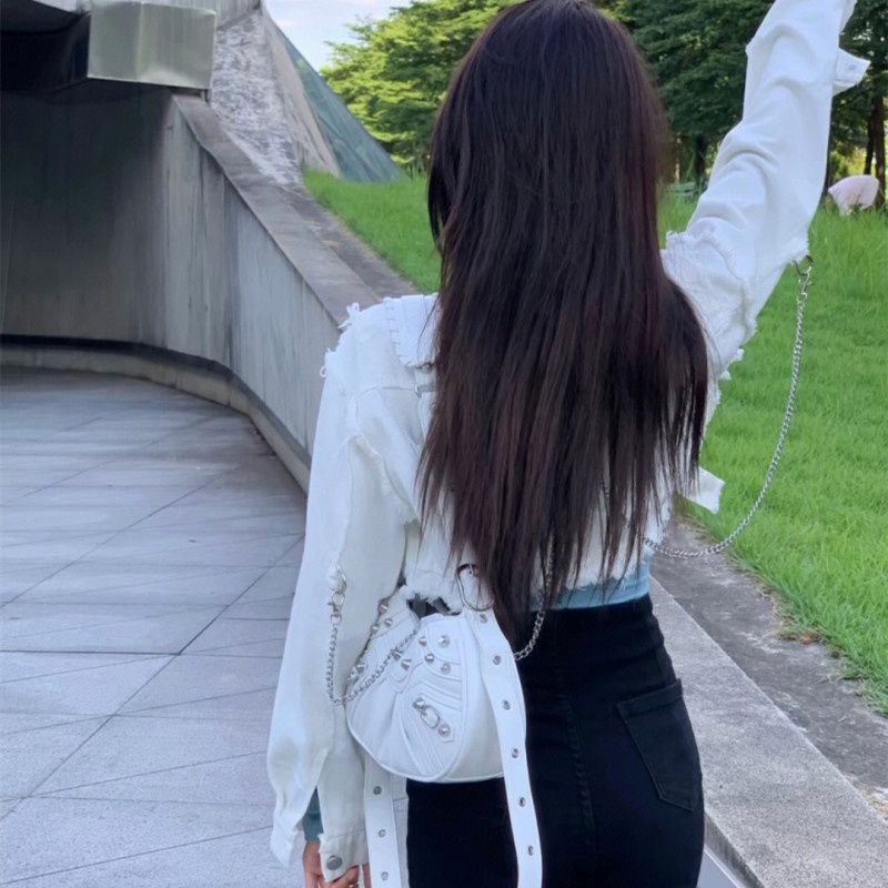 Áo Khoác Denim Ngắn Dáng Rộng Thời Trang Mùa Thu Dành Cho Nữ