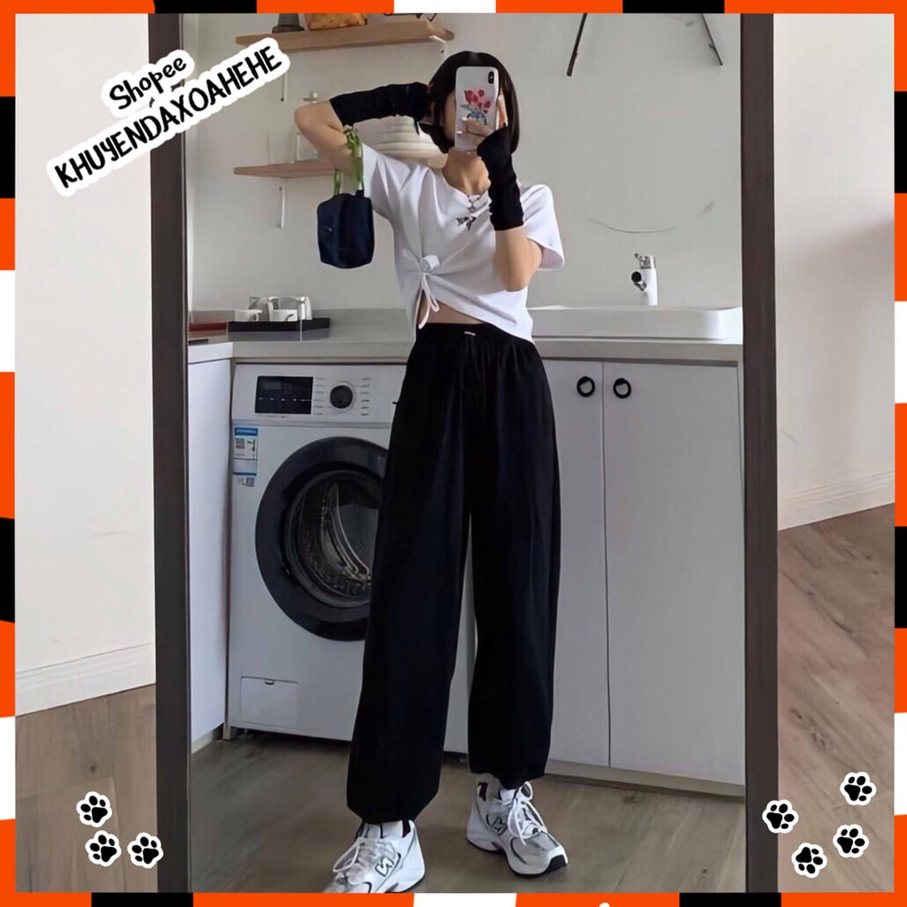 Q014 Quần jogger nam nữ xám đen hiphop Ulzzang, quần dài nỉ cạp chun thể thao mặc nhà, đi chơi ống rộng bo unisex giá rẻ