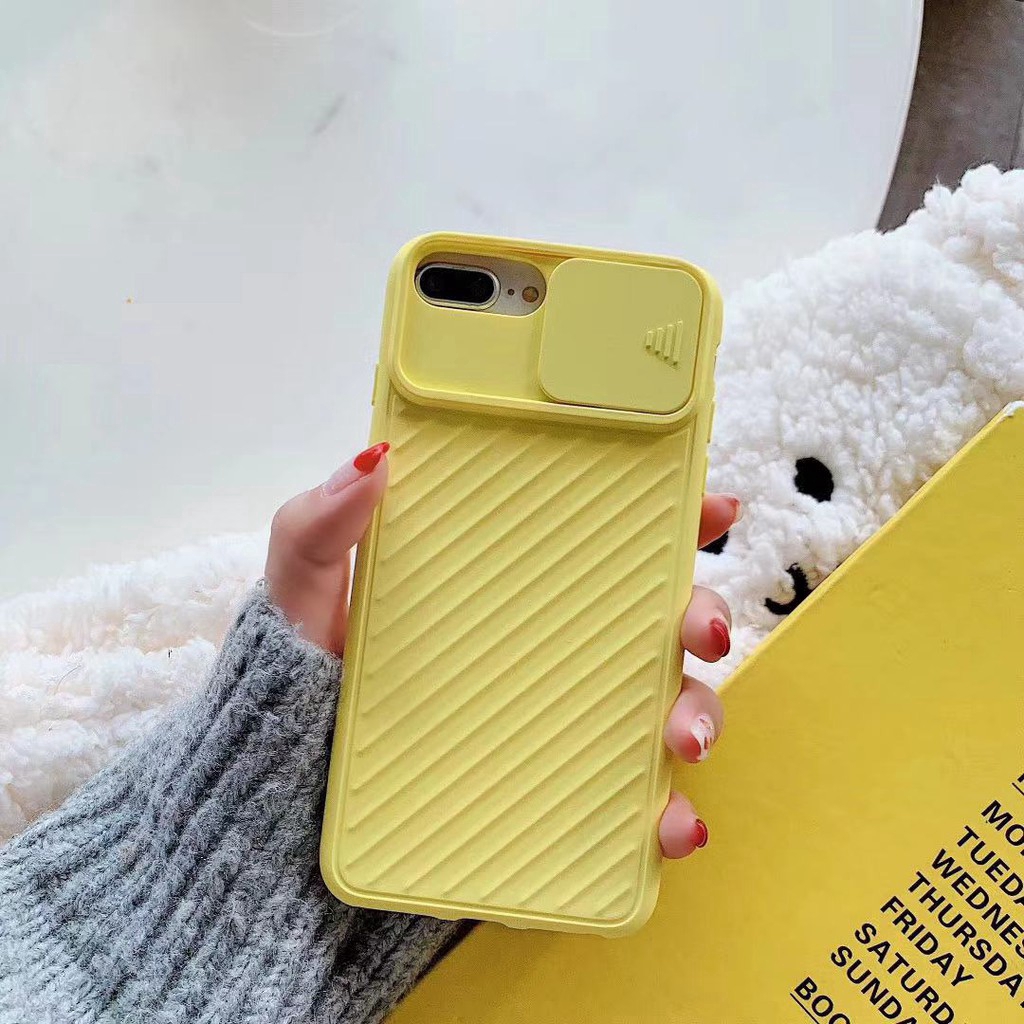 Ốp điện thoại silicone có nắp trượt bảo vệ camera cho IPHONE 11/PRO/PRO MAX XR XS MAX 7 8 PLUS