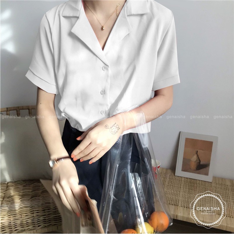 Áo sơ mi voan tay ngắn thời trang mùa hè cho nữ 200605 | BigBuy360 - bigbuy360.vn