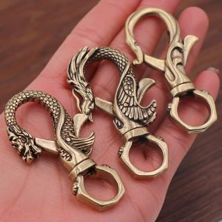 Móc Khóa Xe Hơi Hình Rồng Phượng Bằng Đồng Thau Nguyên Chất Kiểu Retro Sáng Tạo