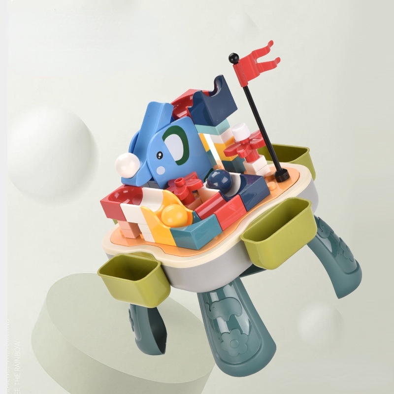 ZHAN QI TOYS Bàn lắp ráp khối xây dựng mini đa chức năng/ đồ chơi lắp ráp đường ray trượt Zhan Qi Toys cho trẻ em