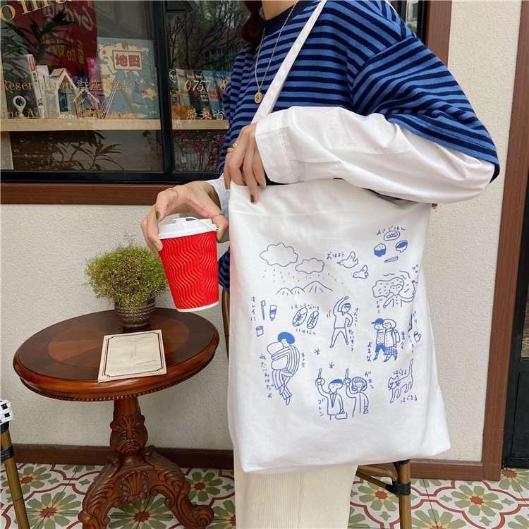 Túi vải bố canvas tote đựng đồ quần áo đeo vai thời trang nhỏ giá rẻ TX503