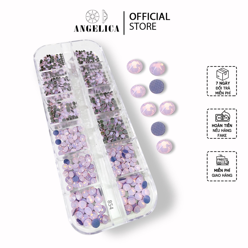 Đá Nail Chân Lưới 16 Khía Rose Opal Đính Trang Trí Móng ANGELICA 854
