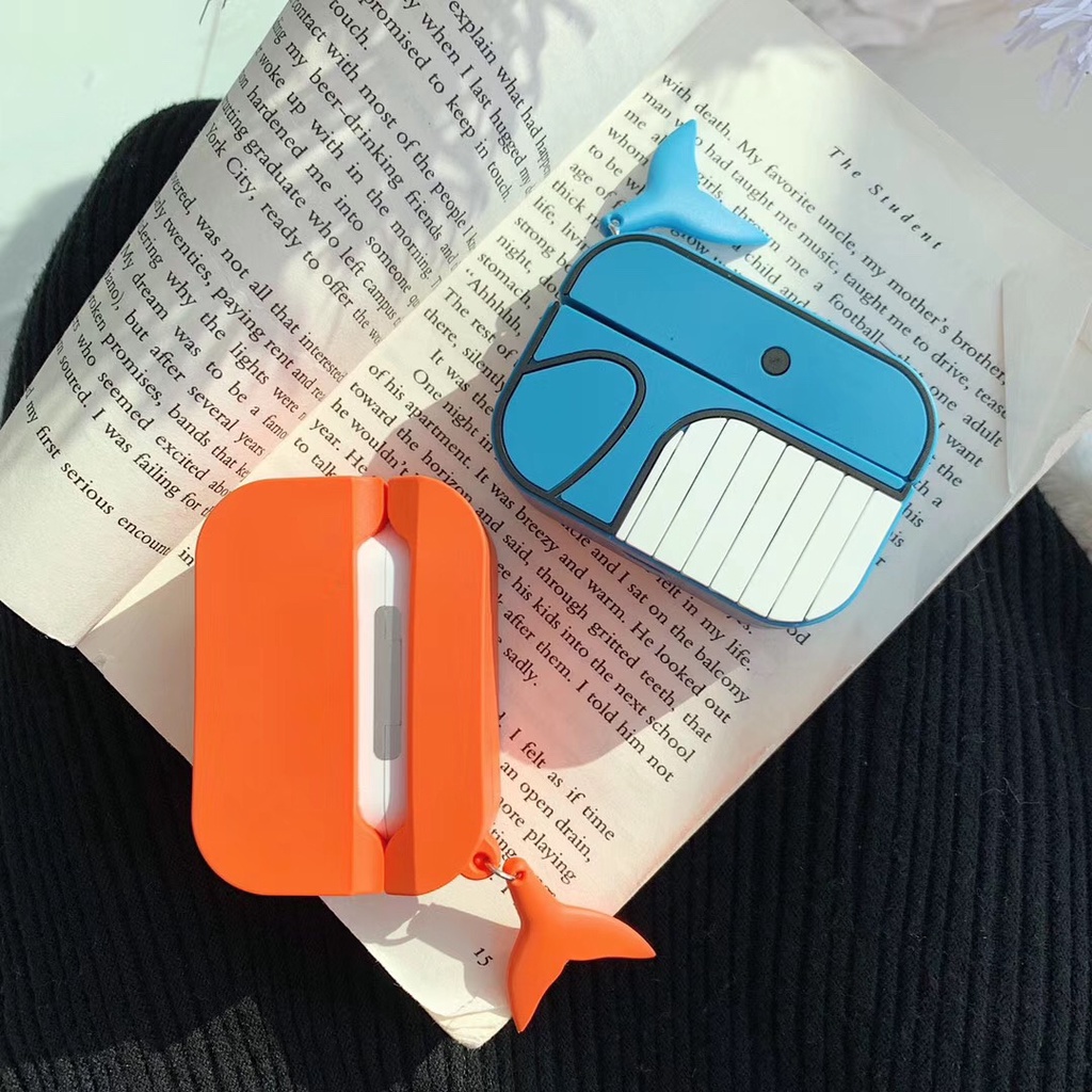 Vỏ Bảo Vệ Hộp Sạc Tai Nghe Bluetooth Không Dây Airpods 1 2 3 Pro Bằng Silicon Mềm Hình Cá Mập Biển Sâu Dễ Thương