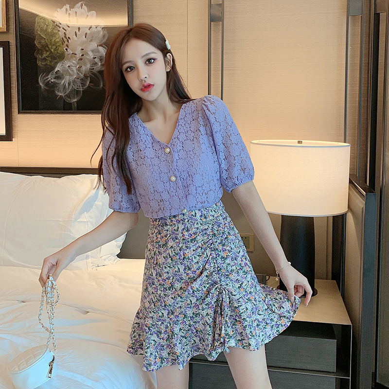 Chân Váy Hoa Lưng Cao Phong Cách Hàn Quốc Cho Nữ