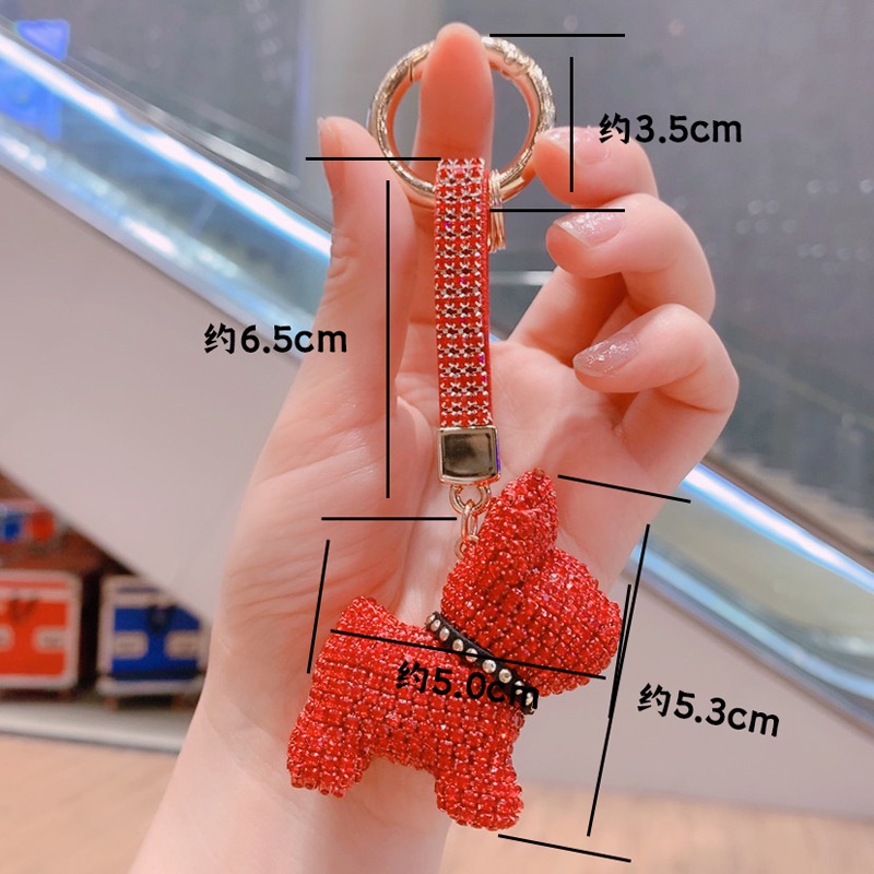 Móc Khóa Hình Chú Chó Hoạt Hình Đính Đá Dễ Thương