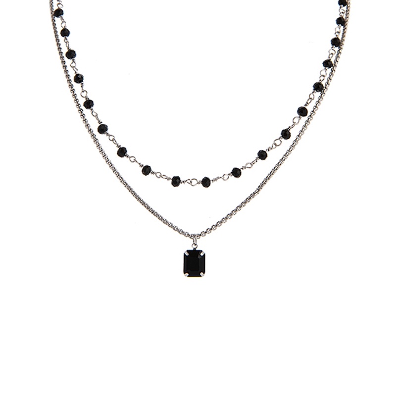 Vòng cổ Hai Lớp Bằng Thép Titan Phong Cách Tối Giản Chất Lượng Cao