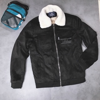 Áo khoác Da Lộn - Cổ lông tháo rời Lót lông cừu cực ấm 486