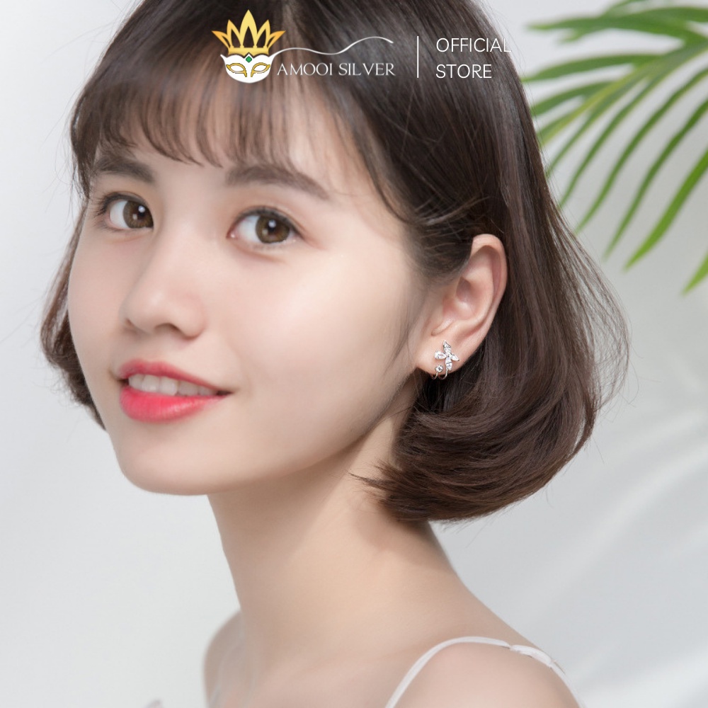 Bông Tai Bạc S925 Bướm Hồ Điệp Đính Đá Ôm Trái Tai - Amooi Silver AB81